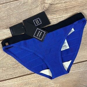 NWT Herve Leger "EVE" bikini bottoms | size small | two-toned blue/black